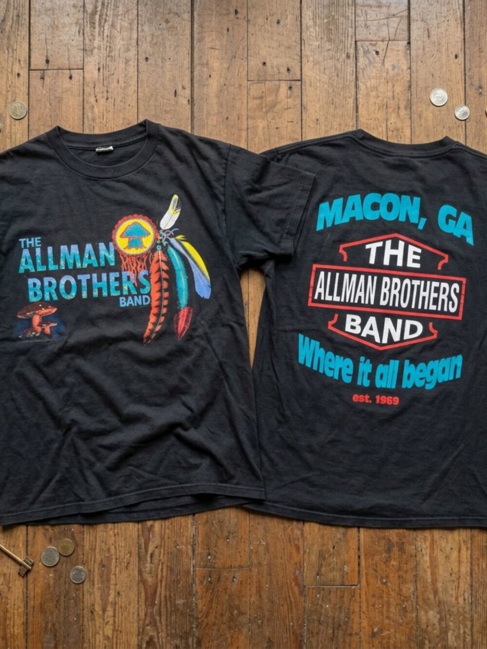Vintage Allman Brothers Band Tee Macon GA Double Sided Rock Shirt